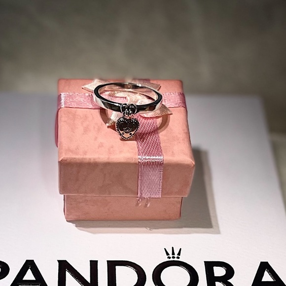Pandora ALE Heart Padlock Ring Size 8 - Picture 6 of 7